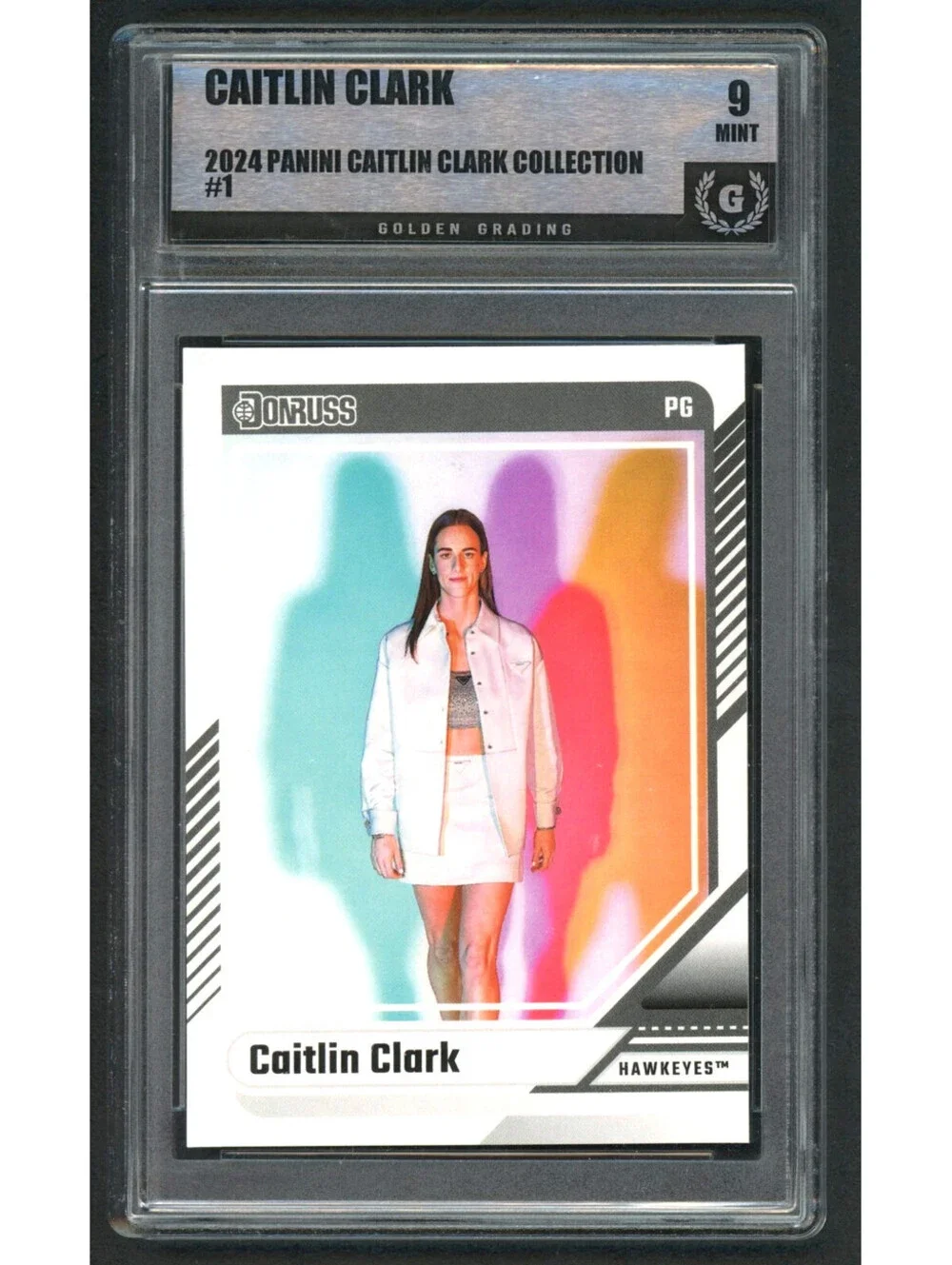 2024 Panini Caitlin Clark Collection Donruss Caitlin Clark #1 (RC) Graded Mint 9
